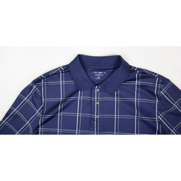 CROFT & BARROW - PERFORMANCE MEN'S BLUE PLAID SHORT SLEEVE POLO SHIRT - SIZE XL - Picture 3 of 7